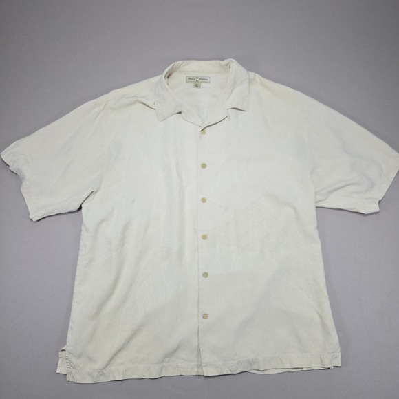 Tommy Bahama Silk embroidered Floral Button Up Shirt Short Sleeve casual Mens XL - Picture 1 of 9